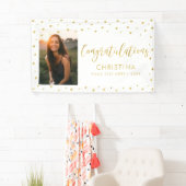 Banderoles Or et blanc | Félicitations à la Graduation Photo (En situation)