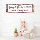 Banderoles Or et Marbre blanc Rose moderne Joyeux anniversair (En situation)