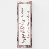 Banderoles Or et Marbre blanc Rose moderne Joyeux anniversair (Vertical)