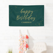 Banderoles Or et vert | Sparkle Happy Birthday Party Banner (En situation)
