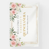 Banderoles Or floral rose clair Boho moderne Quinceañera (Verticale)