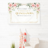 Banderoles Or floral rose clair Boho moderne Quinceañera (Insitu)