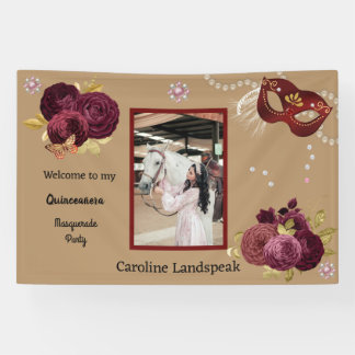 Banderoles Or Floral Rouge Quinceañera Mascarade & Photo