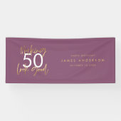 Banderoles Or noir moderne anniversaire simple élégant script (Horizontal)