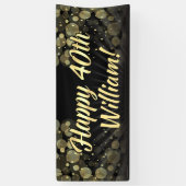 Banderoles Or/quarantième décoration noire de fête (Vertical)