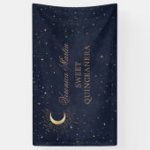 Banderoles or Quinceañera bienvenue lune dorée minuit céleste (Vertical)