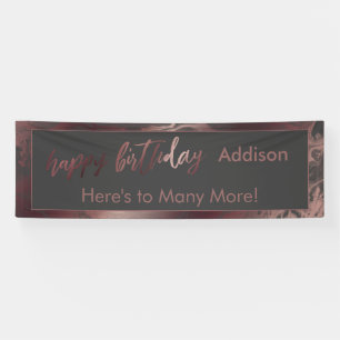 Banderoles Or Rose Gold Moderne & Gris Marbré Bon Anniversair