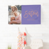 Banderoles or rose violet girly 16e anniversaire (En situation)