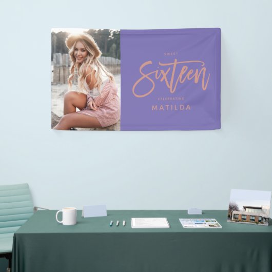 Banderoles or rose violet girly 16e anniversaire (Salon professionnel)