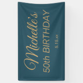 Banderoles Or turquoise 50e anniversaire N'importe quel nom d (Vertical)