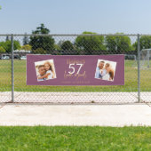 Banderoles Or violet moderne anniversaire simple écriture élé (En situation)