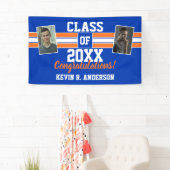 Banderoles Orange and Blue Graduation Photo Félicitations (En situation)