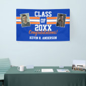 Banderoles Orange and Blue Graduation Photo Félicitations (Salon professionnel)