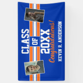 Banderoles Orange and Blue Graduation Photo Félicitations (Vertical)
