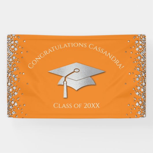 Banderoles Orange and Silver Graduation (Horizontal)