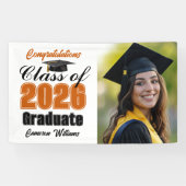 Banderoles Orange Class of 2026 Graduation Party Photo (Horizontal)