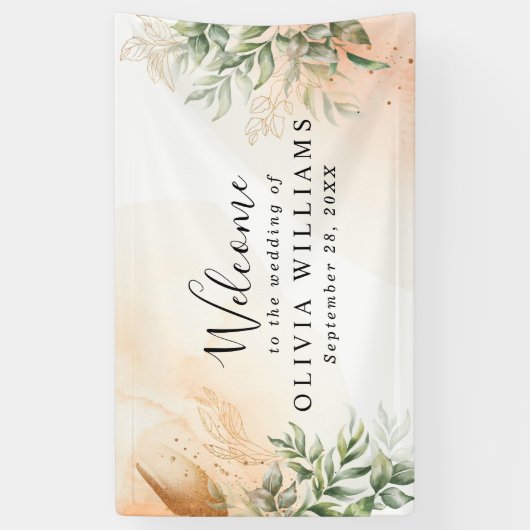 Banderoles Orange Elégant romantique eucalyptus feuille rusti (Vertical)