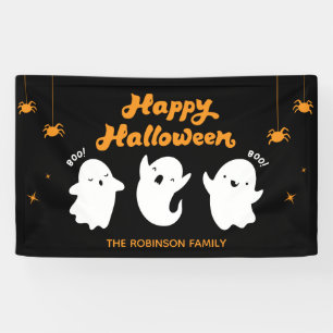 Banderoles Orange et Noir mignonne Ghosts Halloween heureux