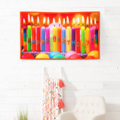 Banderoles Orange Joyeux anniversaire (En situation)