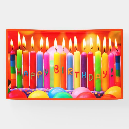 Banderoles Orange Joyeux anniversaire (Horizontal)