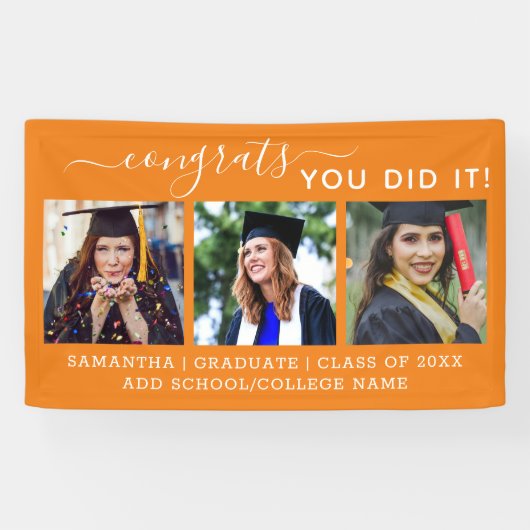 Banderoles Orange Photo Congrats Graduate 2022 Graduation (Horizontal)