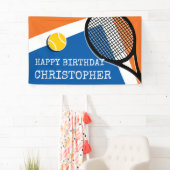 Banderoles Orange - terrain de tennis bleu, personnalisable (En situation)