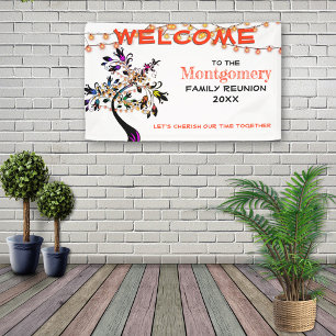 Banderoles Orange Welcome Family Reunion Tree Lights