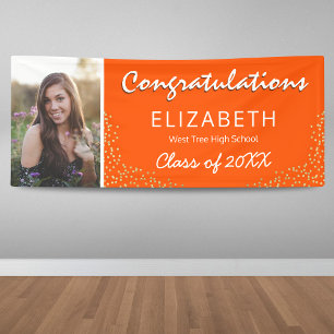 Banderoles Orange White 2025 Photo Graduation Party