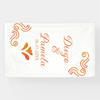 Banderoles orange yellow rustic spanish wedding couple name