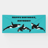 Banderoles Orcas Killer Whales Turquoise Blue Anniversaire (Horizontal)