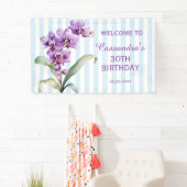 Banderoles Orchidée violette Vert rayures Floral 30e annivers (En situation)