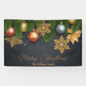 Banderoles Ornements de Noël brillants et branches de pins (Horizontal)