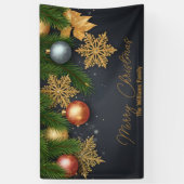 Banderoles Ornements de Noël brillants et branches de pins (Vertical)