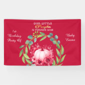 Banderoles Our Little Pumpkin 1st Birthday Green Wreath Pink (Horizontal)