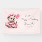 Banderoles Ours ballerine assise Anniversaire (Horizontal)