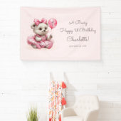 Banderoles Ours ballerine assise Anniversaire (Insitu)