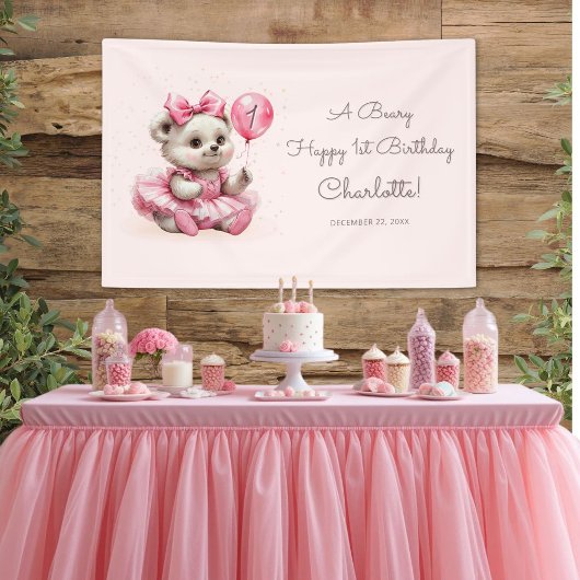 Banderoles Ours ballerine assise Anniversaire