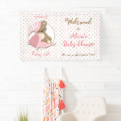 Banderoles Ours couché Bébé Fille Douche (En situation)