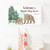 Banderoles Ours de bois Baby shower d'aquarelle neutre (En situation)