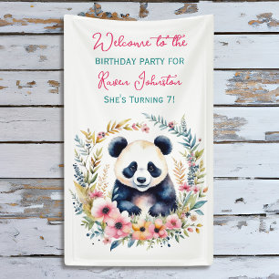 Banderoles Ours de panda en fleurs Anniversaire de la fille