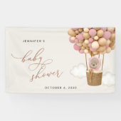 Banderoles Ours En Conflit, Ballons Roses, Baby shower D'Accu (Horizontal)