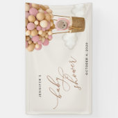 Banderoles Ours En Conflit, Ballons Roses, Baby shower D'Accu (Vertical)