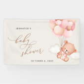 Banderoles Ours En Conflit, Ballons Roses, Baby shower D'Accu (Horizontal)