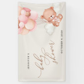 Banderoles Ours En Conflit, Ballons Roses, Baby shower D'Accu (Vertical)