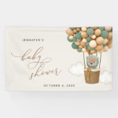 Banderoles Ours En Conflit, Ballons Verts, Baby shower D'Accu (Horizontal)