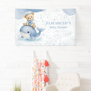 Banderoles Ours en peluche bleu sur invitation de Baby Shower