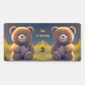 Banderoles Ours en peluche dans une prairie, enfants mignons  (Horizontal)