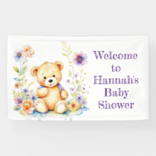 Banderoles Ours en peluche en fleurs Baby shower de fille