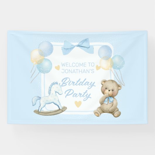 Banderoles Ours En Teddy Et Cheval Rocheux (Horizontal)