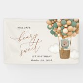 Banderoles Ours mignon, Ballons verts, Bienvenue pour le prem (Horizontal)